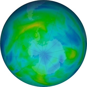 Antarctic ozone map for 2024-04-22